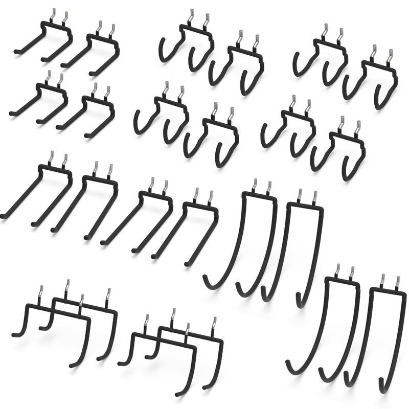 HUHOLE Pegboard Drill Holder  Peg Board Tool Utility Hooks  24 Pack Heavy Duty Pegboard Tool Holder for Power Tools  Drill  Hammer  Cord  Fit for 1/4"" Pegboard (24PC) - Image 1